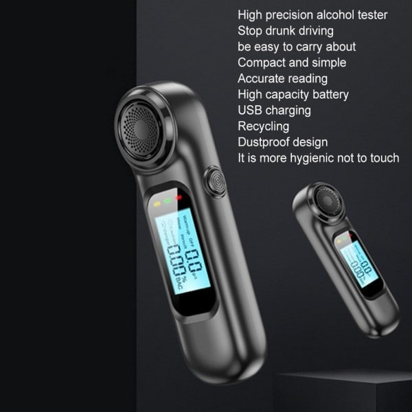 Tarkka Alkoholi Testeri Digitaalinen LCD Näyttö USB Ladattava Breath Alkoholi Testeri Alkometri