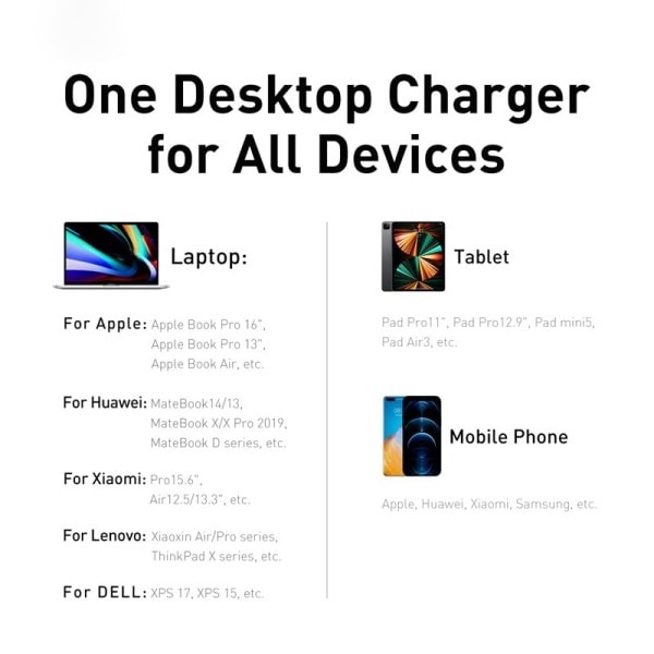 Stationär Bärbar dator Snabb Laddare 4 i 1 Adapter För iPhone 14 13 12 Pro Max  Telefon Laddare