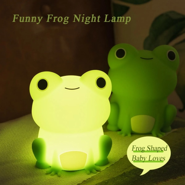 Yölamppu lapsille sammakko pehmeä silikoni nukkuva yö valo himmennettävä ajastin ladattava värillinen valo huone sisustus