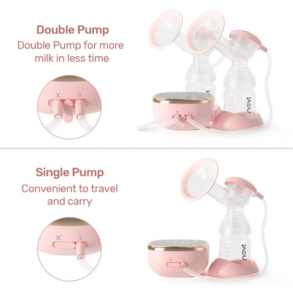 Dubbel Elektrisk Bröst Pumpar 4 Modes & 9 Levels with 4 Size Fläns & 10st Modersmjölk Förvaring påsar