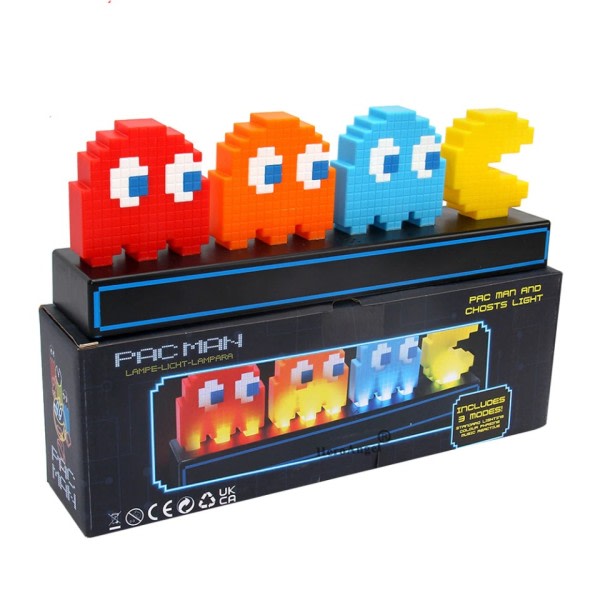 Voice Control Colorful Pac Man Pixel Lamp Visual Illusion 3D Peli Icon Light
