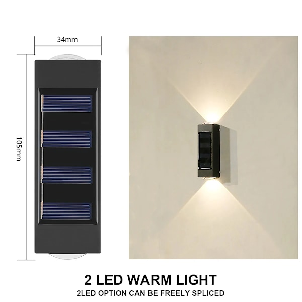 6 Stykk Solar Vegg Lampe Utendørs Solar Lys Vanntett Opp Og Ned Lysende Belysning Gårdsplass Gate Landskap Hage Dekor Vegg Lys