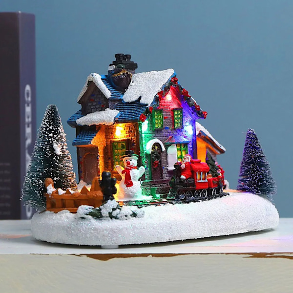 Akku Käytä Joulu Ornamnet Resin Lumi Joulu Scene Houses Figgurine