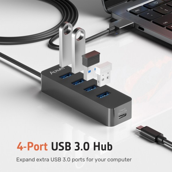 USB 3.0 HUB 5Gbps Hög Speed 4 Portar USB Splitter med Typ C Laddning Port USB Extension Hub