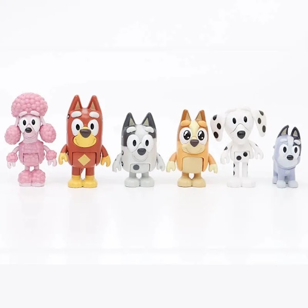 12 Bykker Blå Bingo Figurleker Familie Kawaii Movable Joint Action Figur Leker