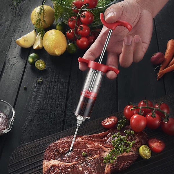 Kött injektor spruta med 3 marinad injektor nålar för BBQ grill kalkon injektor kit marinad smak injektor
