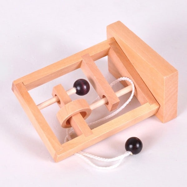 Skrivebord Novelty 3D Træ Reb Loop Puslespil IQ Mind String Brain teaser Spil for Voksne Børn
