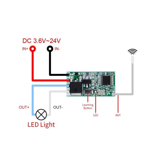 5 bitar 433,92Mhz Universal Trådlös DC 3,6V-24V Fjärr Kontroll Switch