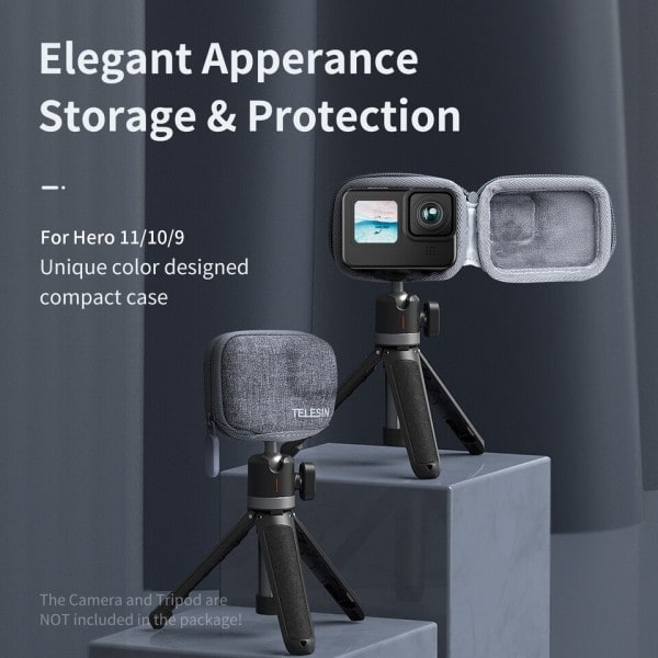 Mini Oppbevaring Beskyttelse Veske Børstet Halvt Åpen Hurtig Utløsning Bæreveske for GoPro 11 Hero 11 GoPro 10 Hero 10 9 Black