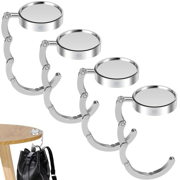 Hög kvalitet 4 delar Vikbar Handväska Hängare för Bord Bärbar Metall Hängande Non-Slip Mångsidigt väska krokar