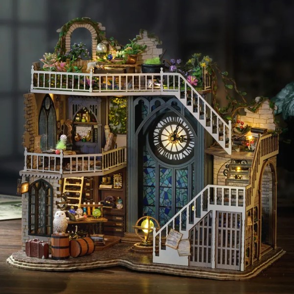 DIY Miniature Dukke Hus Kit Træ Dukkehus Værelseskasse Magic Workshop Have Gaver Jul