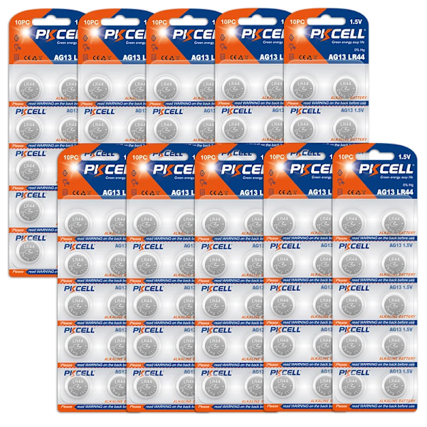 100 stykker AG13 LR44 357A S76E G13 Knap Mønt Celle Batteri