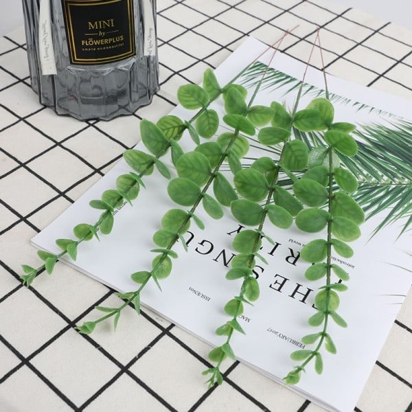Kunstig eukalyptus blader grønne falske planter grener for bryllup fest utendørs hjemme hage bord dekorasjon