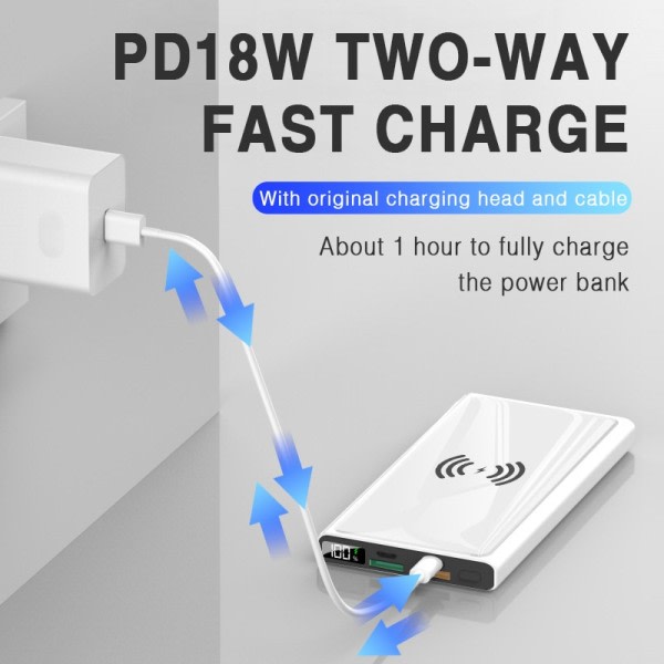 40W trådlös super snabb laddning ström bank portabel 20000mAh laddare digital display externt batteri