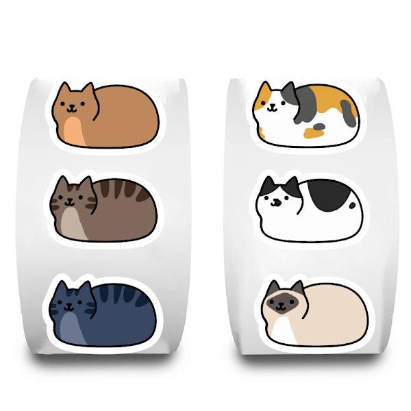 Kawaii Tegnefilm Kat Tuo Tuo Rulle Klistermærker Sæt Vandtæt
