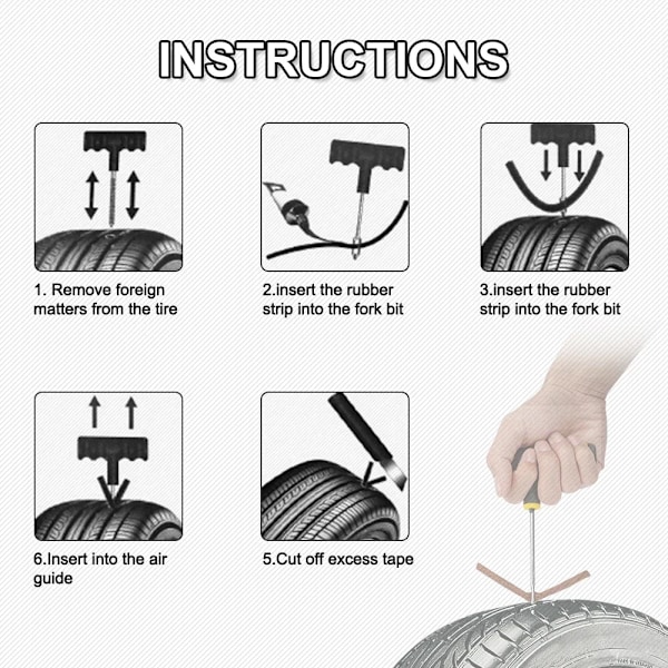 Auto Bike Tubeless Däck Däck Punktering Plug Garage Verktyg med gummi list
