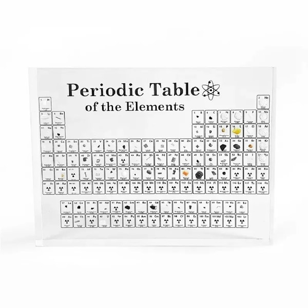 Periodisk Tabel med rigtige elementer 3D Transparent Periodisk Tabel Brev Dekoration Børn Undervisning Skole Display Kemisk Element