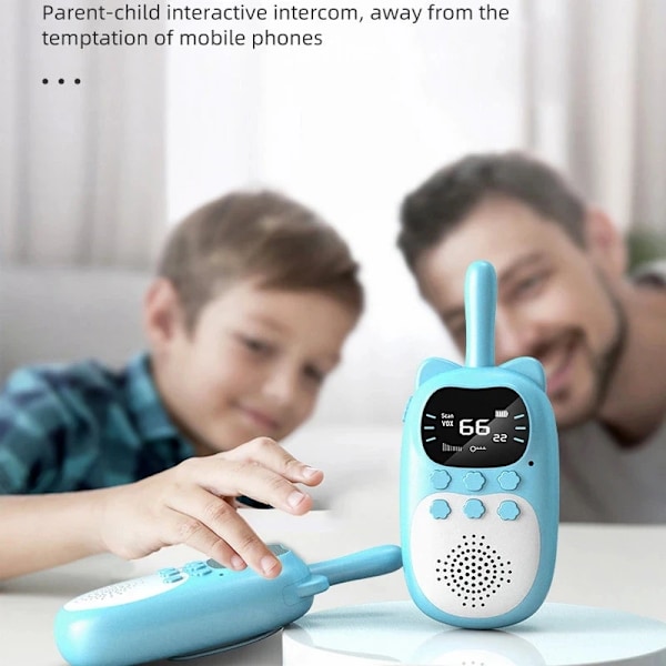 2 kpl Lasten Walkie Talkie Ladattava 1000mAh Kämmenlaite 0,5W 3km Radio lähetin