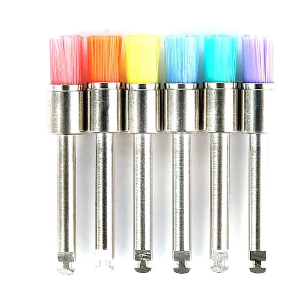 Universal 100 stykker Farve Nylon Lås Flad Polering Polermaskine Prophy børster Dental børste
