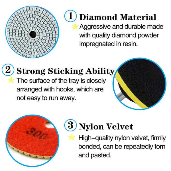 16 stykker 4 tommer 100 mm diamant polering puder sæt