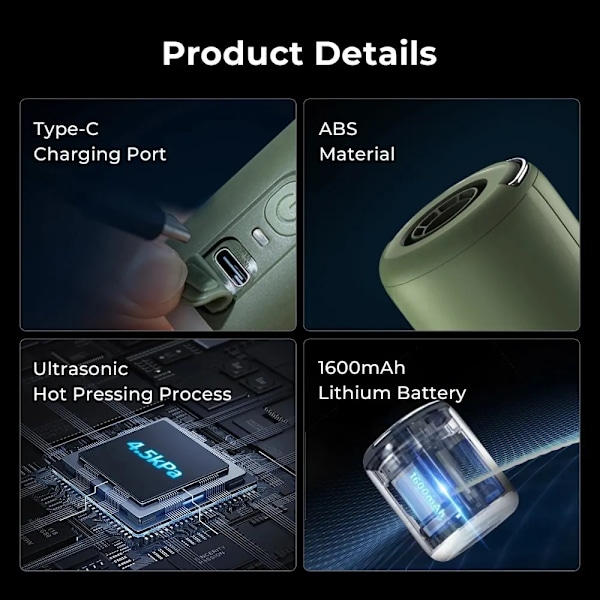 Elektrisk Luft Pumpe Ultralight Bærbar Nano Pumpe 2 Oppladbart Batteri