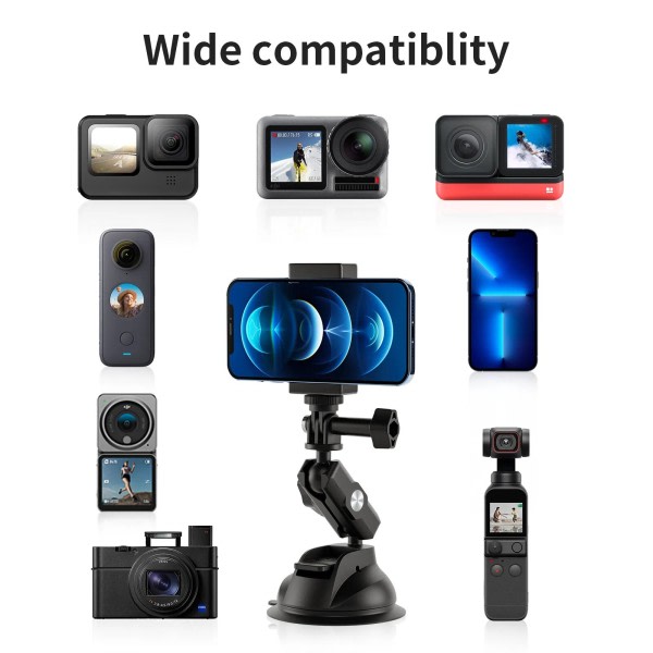 Bil telefon Action Kamera Hållare Sug Kopp Justerbar Standard Adapter För GoPro