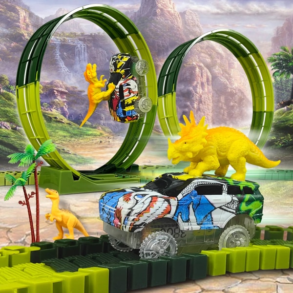 Kiipeily dinosaurus rata lelu setti 139 osaa dinosaurukset maailma maantie kilpa-Joustava rata leikkisarja  dinosaurus auto lelut
