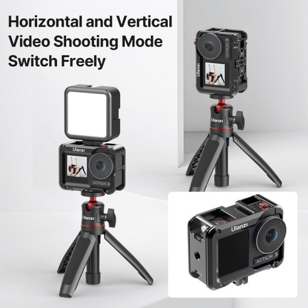 Metal Cage Quick Release GoPro Foldable Mount with Cold Shoe Full Protective Frame Case