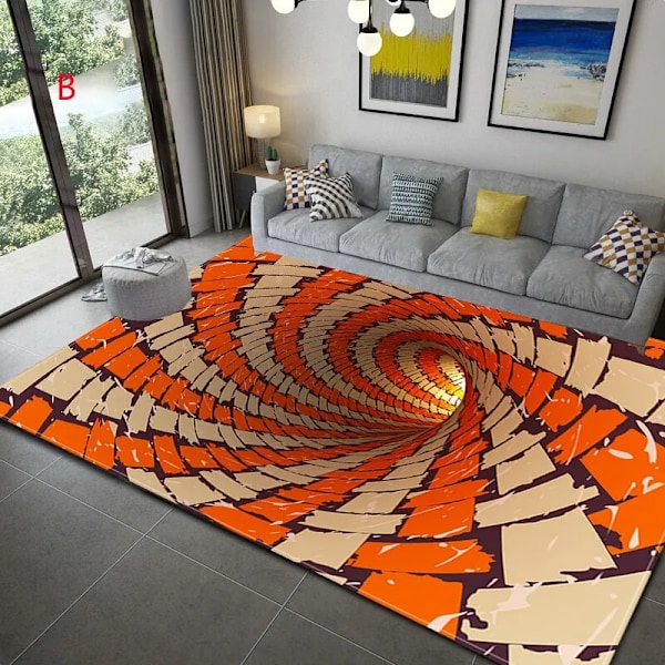3D Vortex Illusion Teppe Entré Dør Gulv Matte Abstrakt Geometrisk Optisk Dørmatte Sklisikre Gulv Matte