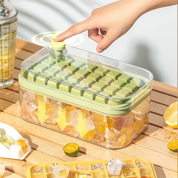 Ice Cube Moulds One Knap Tryk Gather IceMaker Creative Fest Bar Firkant Container Kold Drik Set