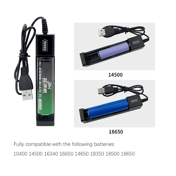 USB enkel laddare för 14650 16340 16650 18350 3,7V uppladdningsbart litium batteri smart laddare USB snabb laddning LED display