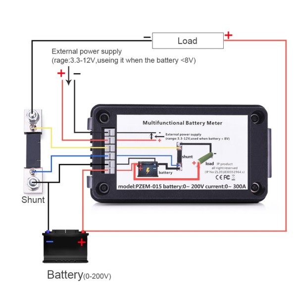 LCD Display DC Batteri Monitor Meter Voltmeter Amperemeter