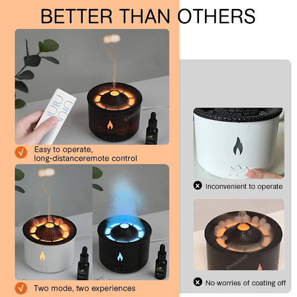 360ml Vulcanic Flame Aroma Olie Diffuser Jellyfish Smoke Ring Luft Fugter Ultralyd Forstøvning Sprayer