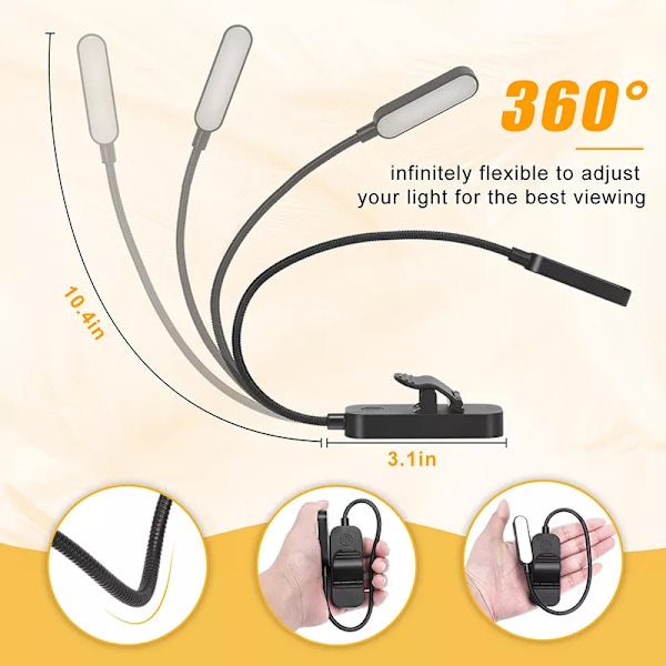 Bog Lys  Mini USB Led Genopladelig Fleksibel Nat Lys Clip-On Skrivebordslampe Lys Læselampe til Rejse Soveværelse bog