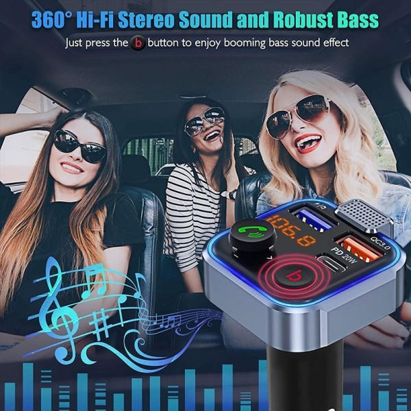 Trådløs Bluetooth Bil Adapter 5.0 Sender fm MP3 For Bil Audio Receiver USB Sender