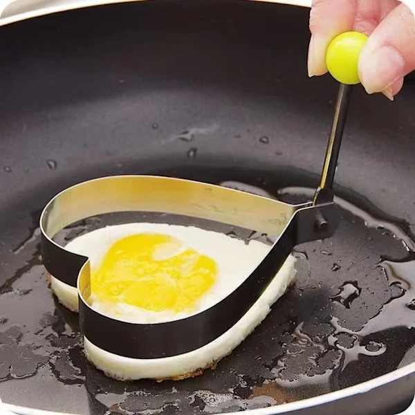 5 stykker Rustfritt Stål Stekt Egg Mugg Hjerte Pannekakemaker Frokost Baking Omelett Ringer Matlaging Verktøy Kjøkken Tilbehør