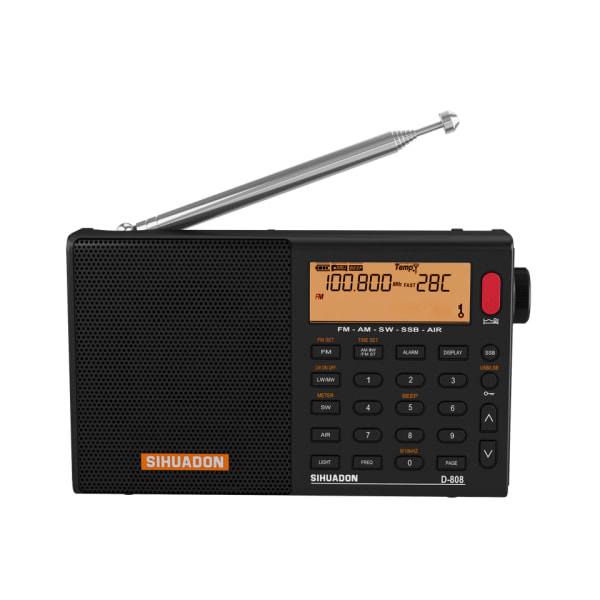 Bærbar Digital Radio FM Stereo/SW/MW/LW SSB AIR RDS Radio Høyttaler med LCD Display Alarm Klokke Radio