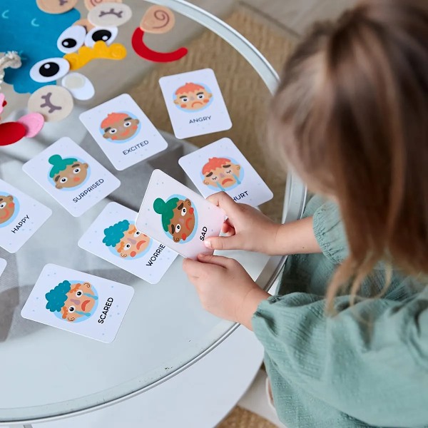 Børn Montessori Ansigtsudtryk Spil Følelsesmæssigt Forandring Legetøj Med 9 stykker kort