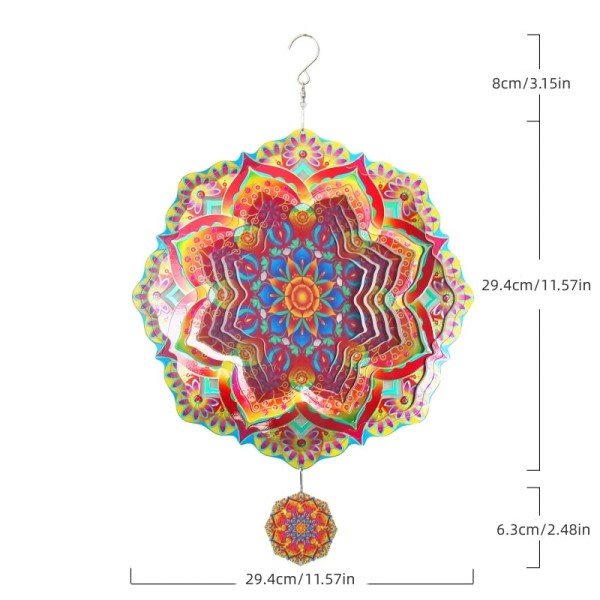 Mandala Tuuli Spinner Metalli 3D Pyörivät Tuulikellot Luksus Taide Puutarha Ripustus