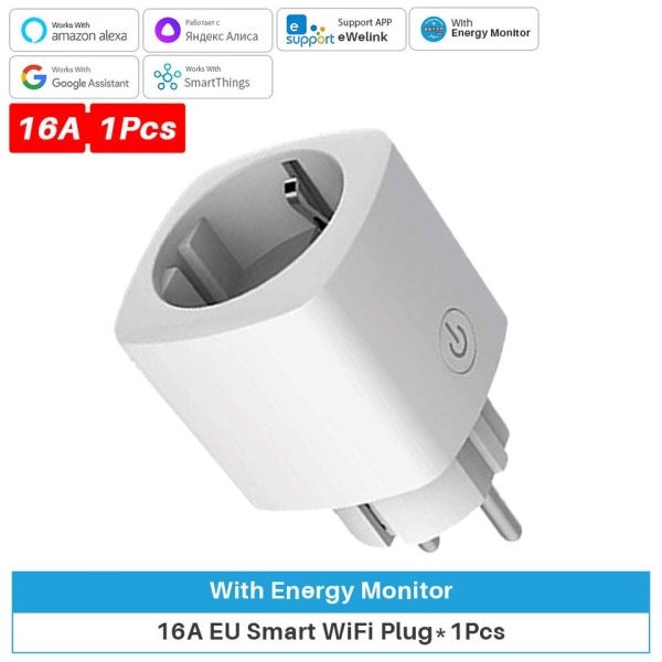Smart Plug WiFi Socket EU Strøm Monitoring Timing Funktion Virker
