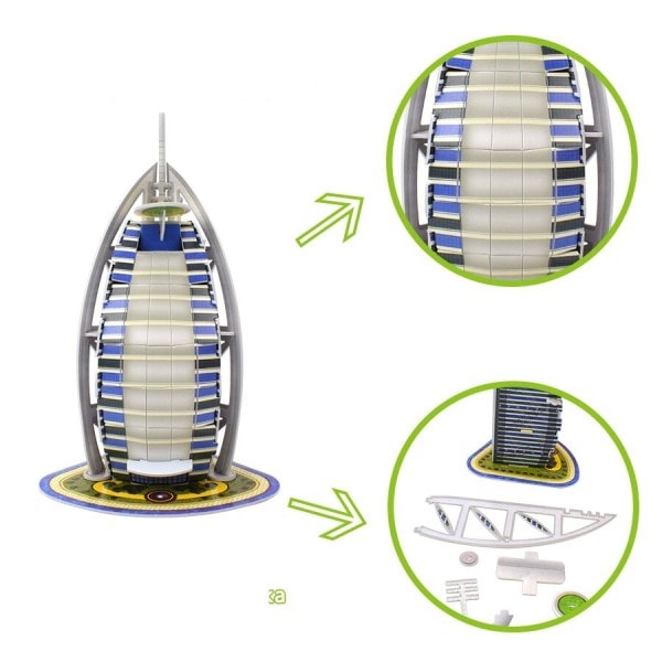 Paperi rakennus 3D malli lapsille palapeli Dubai hotelli Burj Al Arabi tee-se-itse asennus pahvi malli sarja