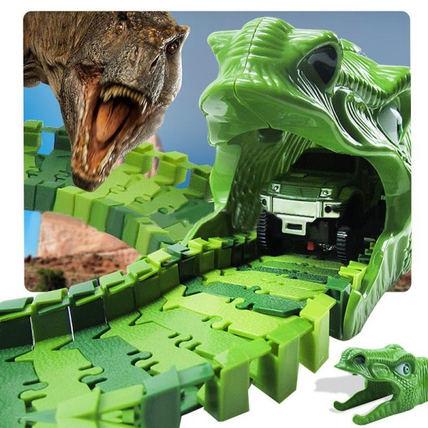 153 kpl dinosaurus sähkö rata auto rautatie lelu setti joustava vaihdettava koottu rakennus palikat tela lapsille