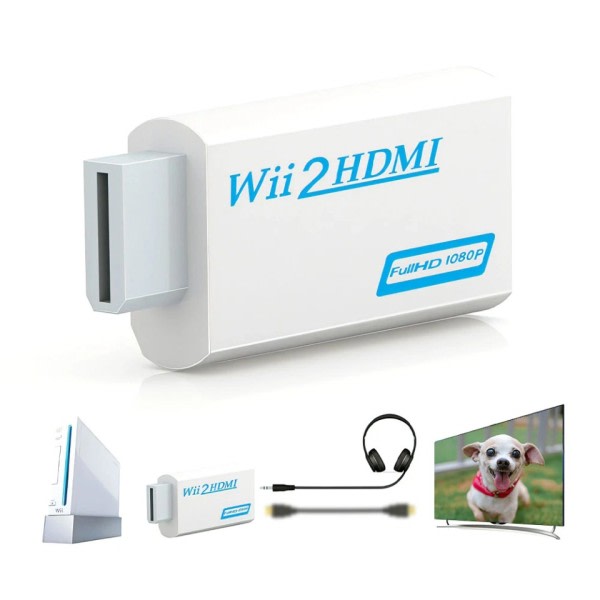 1 Fuld HD 1080P Wii til HDMI-kompatibel konverter adapter Wii2HDMI-kompatibel konverter 3,5 mm lyd