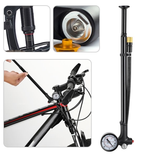 Bærbar cykel pumpe dæk pumpe højtryk 300psi mini cykel pumpe med dæk tryk  måler 70ab | Fyndiq