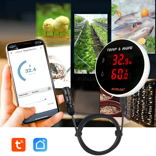 Tuya WIFI Hygrometer Termometer Temperatur Fuktighet Sensor