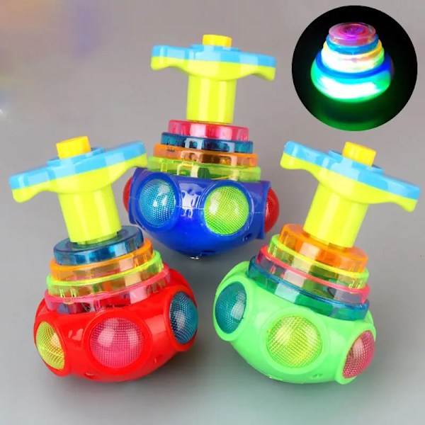 1st Glutinous Gyroscope Backed Round Lluminous Toy Light Music Rotating Gyro Slumped Color Gyro