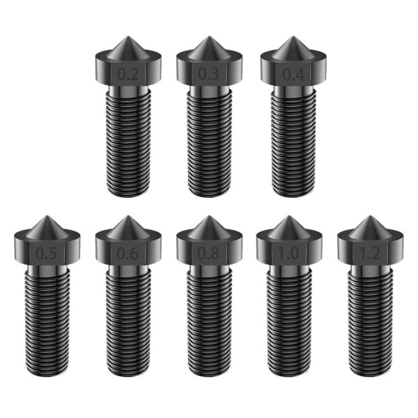 Vulkan munstycke härdat stål munstycken M6 1,75 mm 0,2 mm-1,2 mm hög temp 3D utskrift