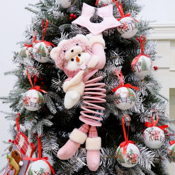 Rosa plysch leksak tomte docka jul träd dekoration haning dockor