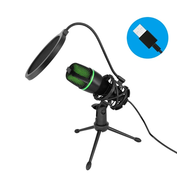 Professionell USB Kondensator Mikrofon För PC Laptop Streaming Video Spel YouTube Podcasts  Sång