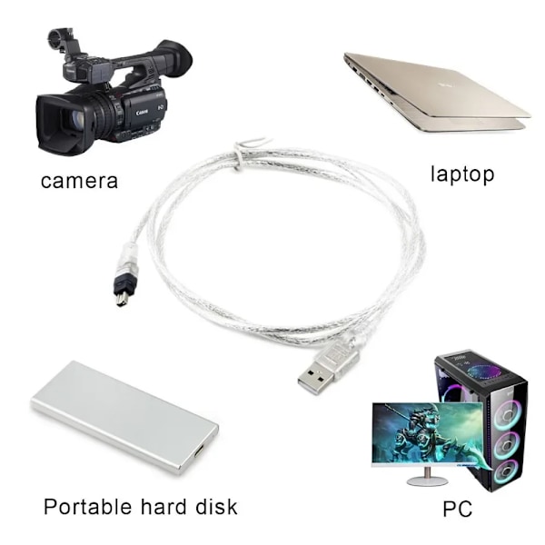 USB Data Kabel IEEE 1394 4 Pin til USB Mini Stik Firewire